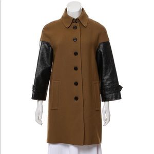 Burberry black and brown wool coat. Beautiful for late fall and early winter.